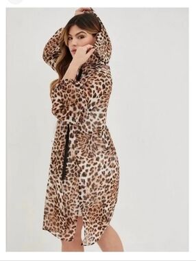 Torrid - Chiffon Midi Sheer Leopard Print Jacket/Swim Cover Up 2/2x